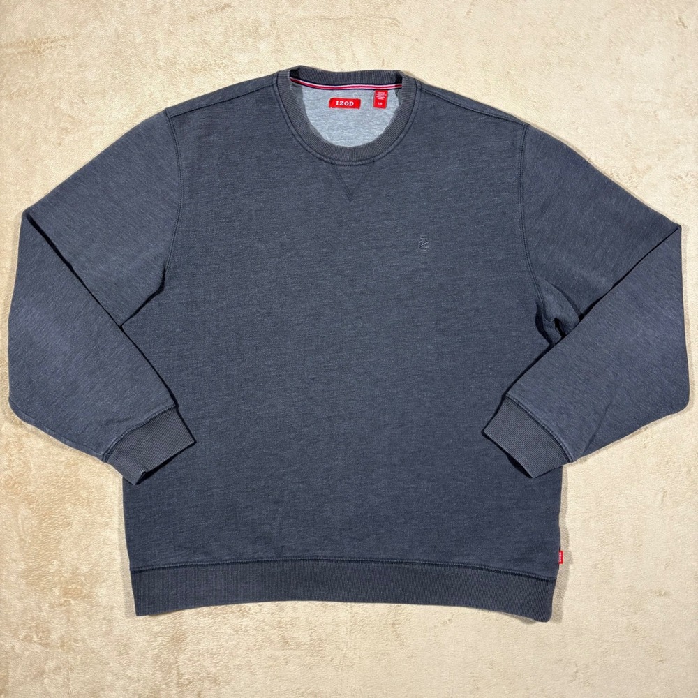 IZOD Mens Sueded Fleece SweatShirt Gray Men's Large‎ Crew